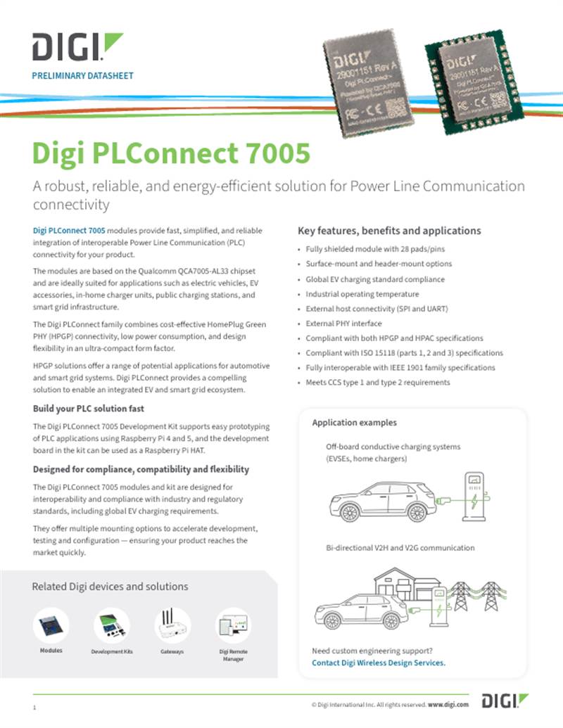 Digi PLConnect 7005 Datasheet